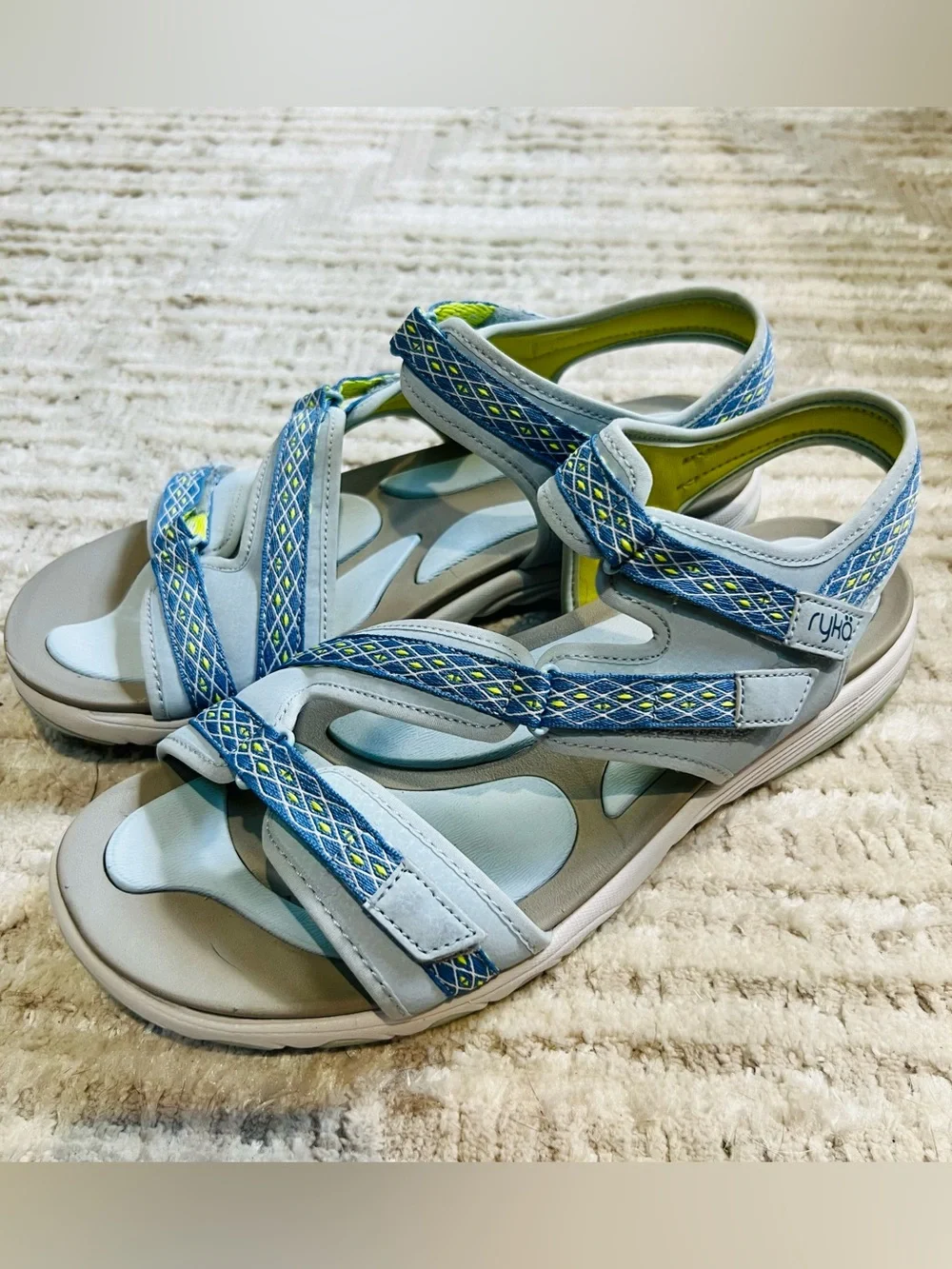 Ryka Womens Ginger Lt Blue Adjustable Comfort Sport Sandal Size 10W